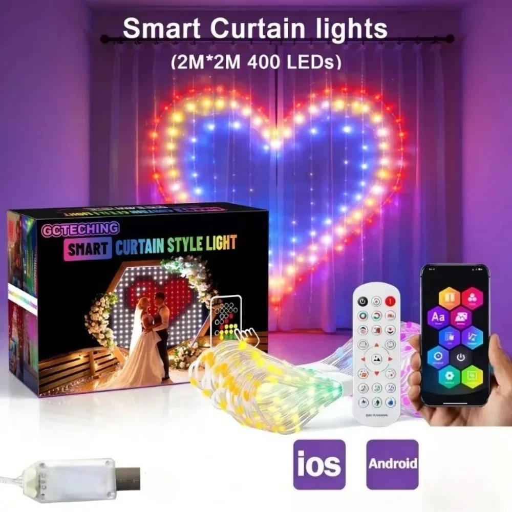 Outdoor Lighting Diy - 야외용 LED 픽셀 커튼 조명 블루투스