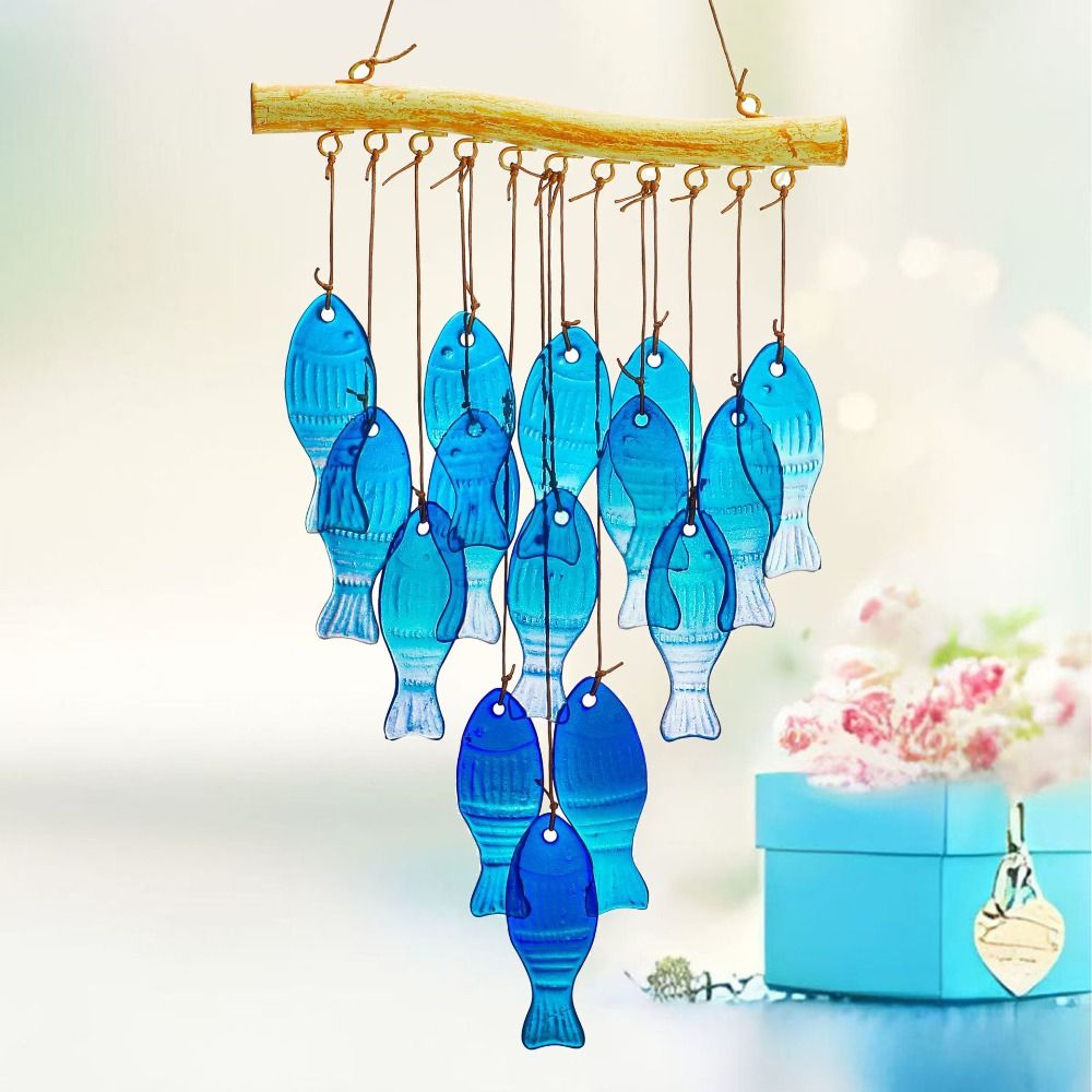 Outdoor Lighting Collections - 물고기 모양의 바람 종소리 장식품, 화려한