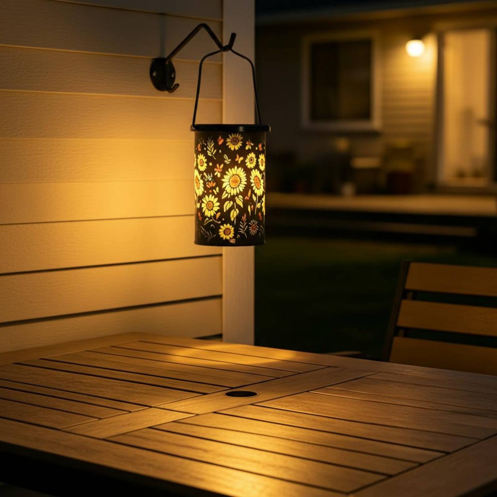 Outdoor Lighting And Landscape - 꽃무늬 랜턴 빈티지 디자인 걸이형 태양광