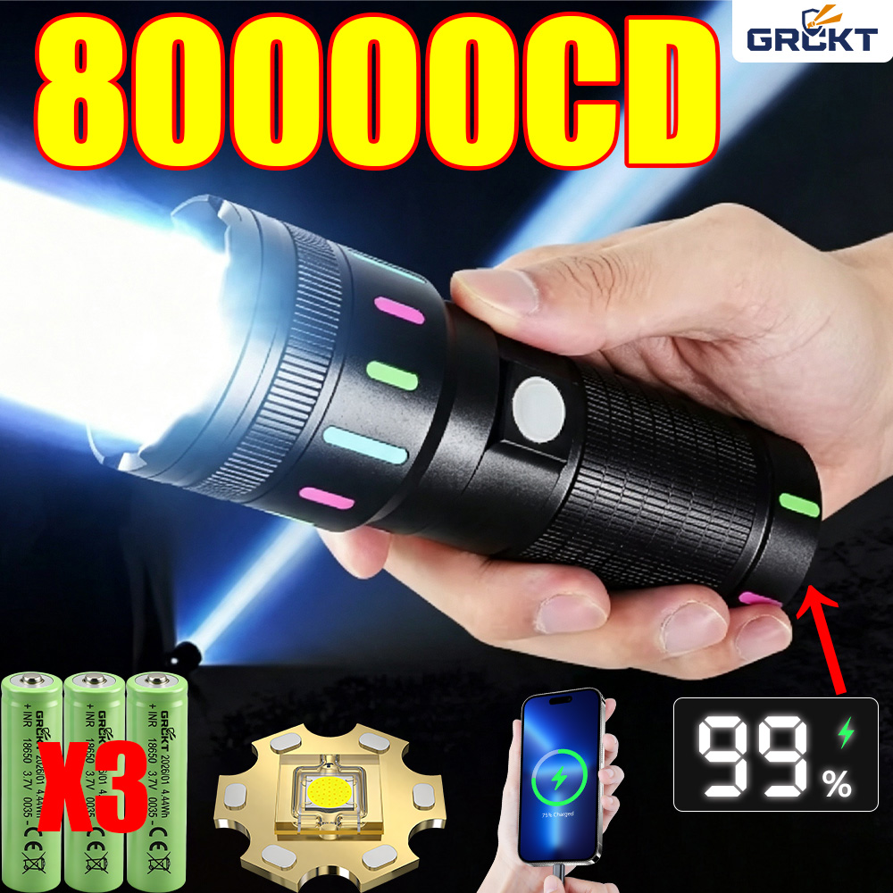 Outdoor Lighting Diy - 80000CD 가장 강력한 LED 손전등 고출력