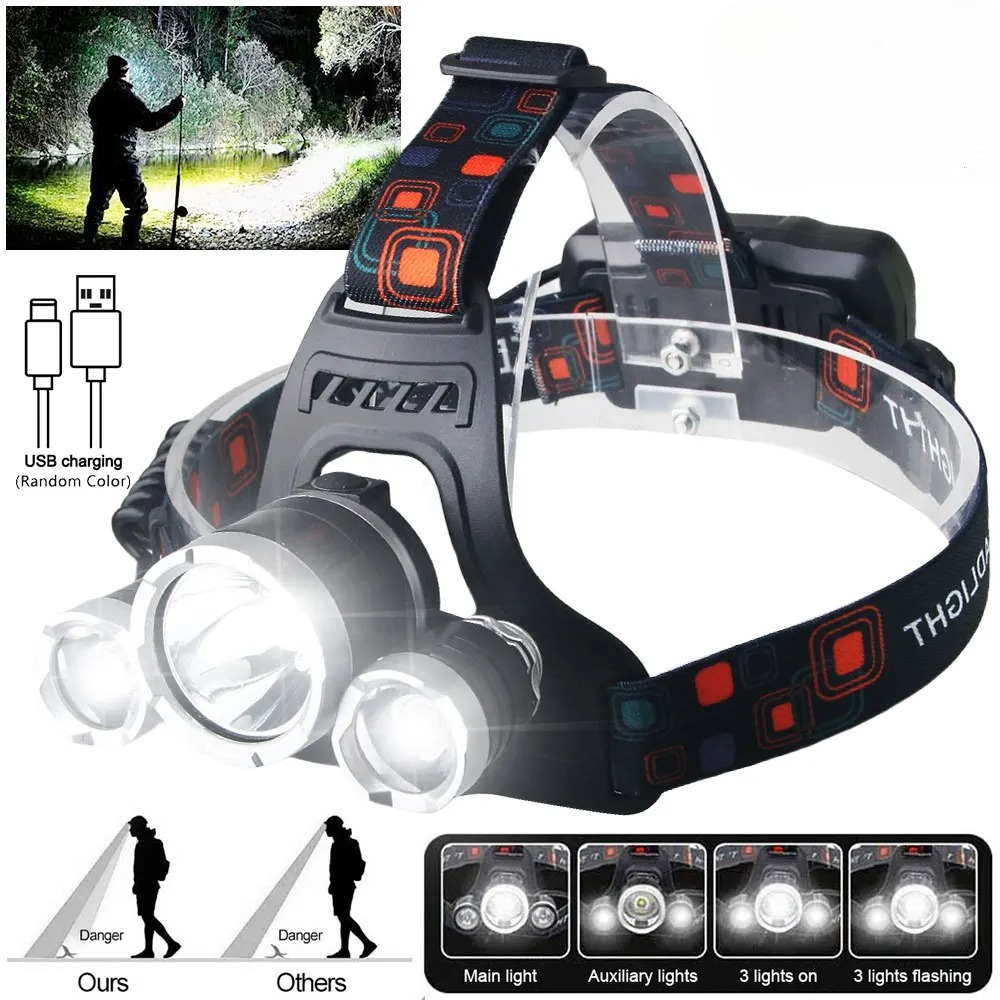 Outdoor Lighting Battery Operated - 고출력 LED 헤드램프 18650 충전식 배터리