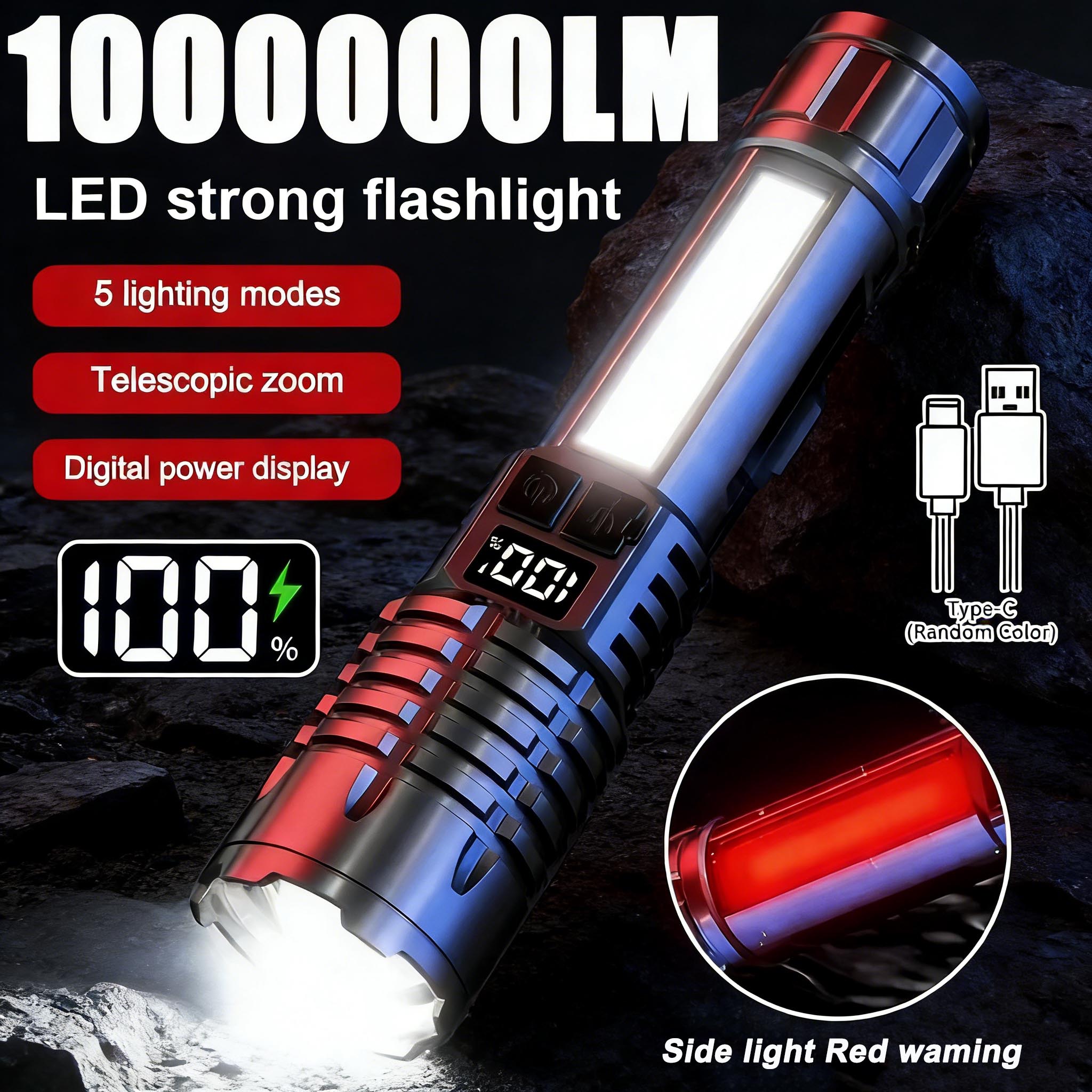 고출력 강력 조명 LED 손전등, 줌 가능, USB 충 - Outdoor Lighting The Range 리뷰 및 가격