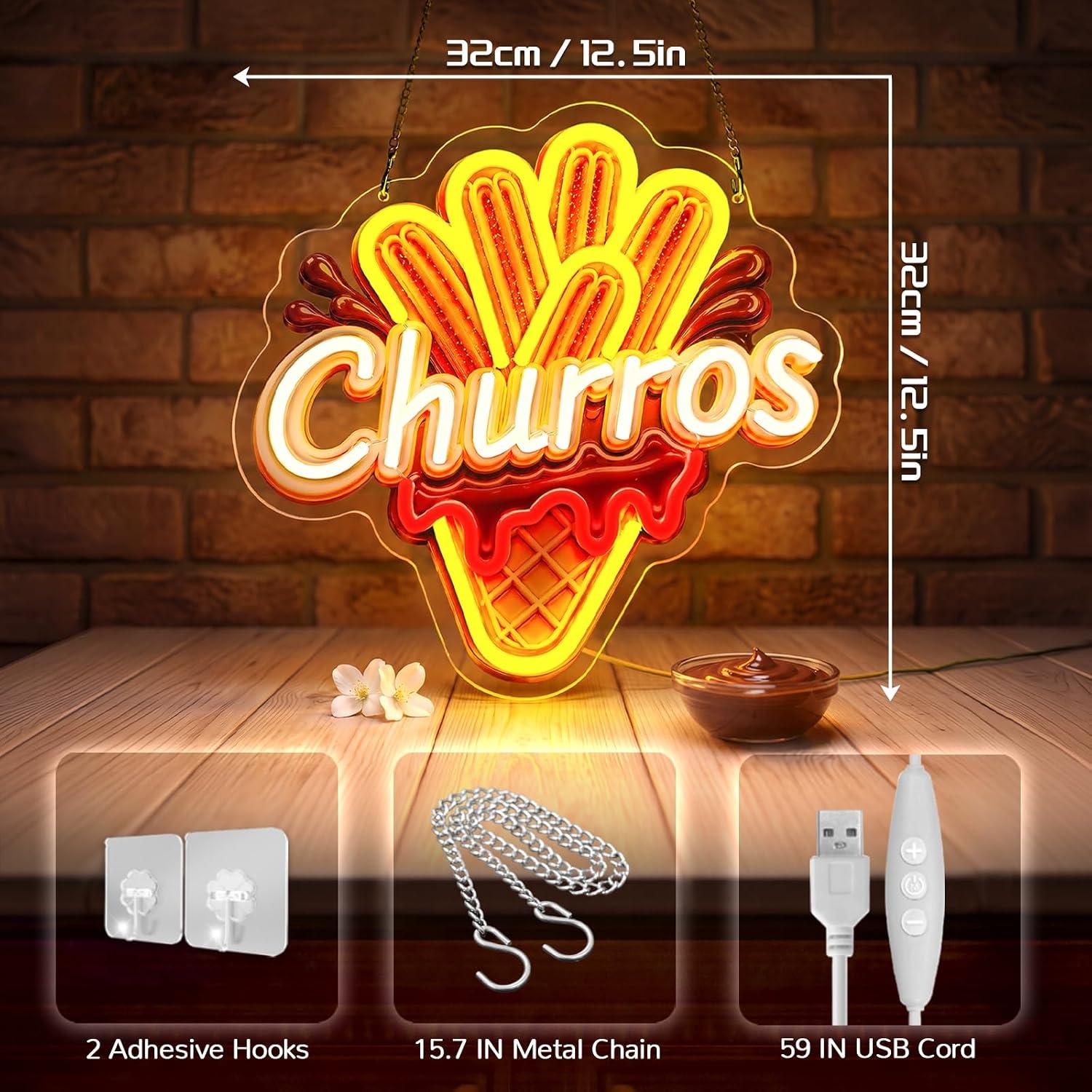 츄러스 네온사인 USB 조광 LED 조명 - 디저트 가 - Outdoor Lighting For Store 리뷰 및 가격