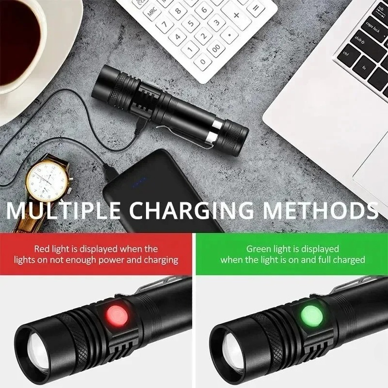 충전식 T6 핸드헬드 플래시라이트 18650 사용 줌  - Outdoor Lighting For Home 리뷰 및 가격