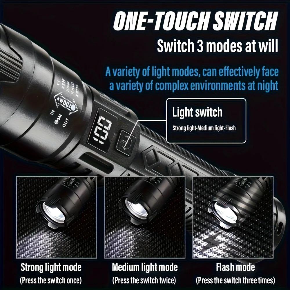 전술용 LED 손전등 2000LM USB 충전식 방수  - Outdoor Lighting Diy 리뷰 및 가격