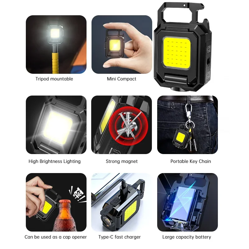미니 손전등 키체인 라이트 COB 작업등 USB 충전식 - Outdoor Lighting Electric 리뷰 및 가격