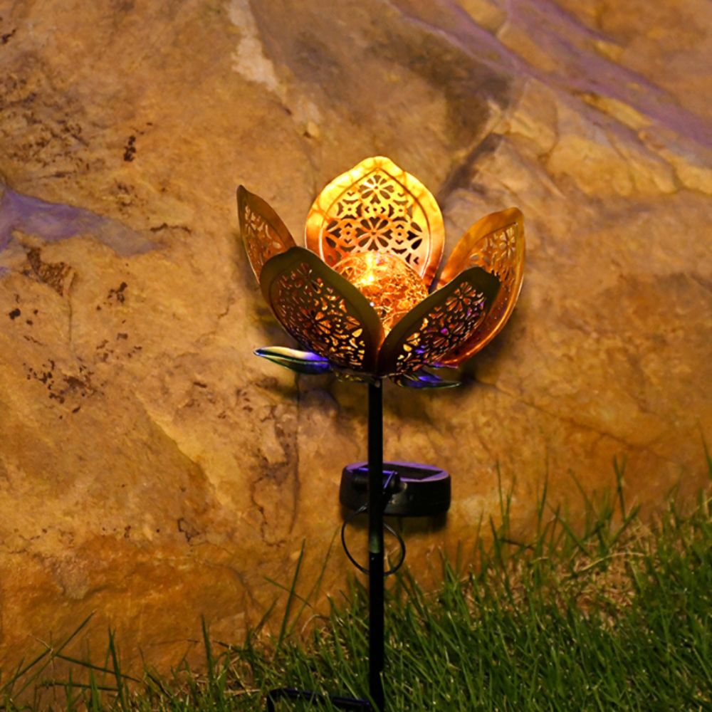 연꽃 모양의 태양열 램프 철제 접지 플러그 속이 빈 디 - Outdoor Lighting Ground Fixtures 리뷰 및 가격