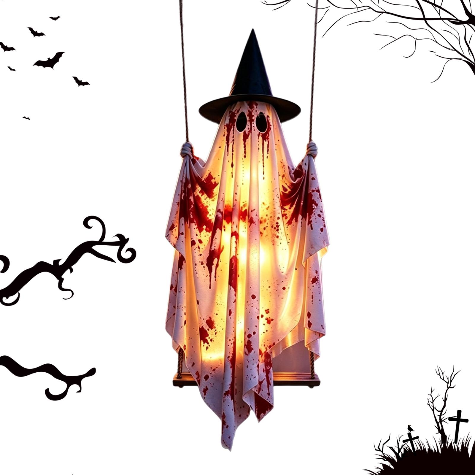 야외 할로윈 장식, 5피트 대형 매달린 유령 그네, 피 - Outdoor Lighting Pendant 리뷰 및 가격