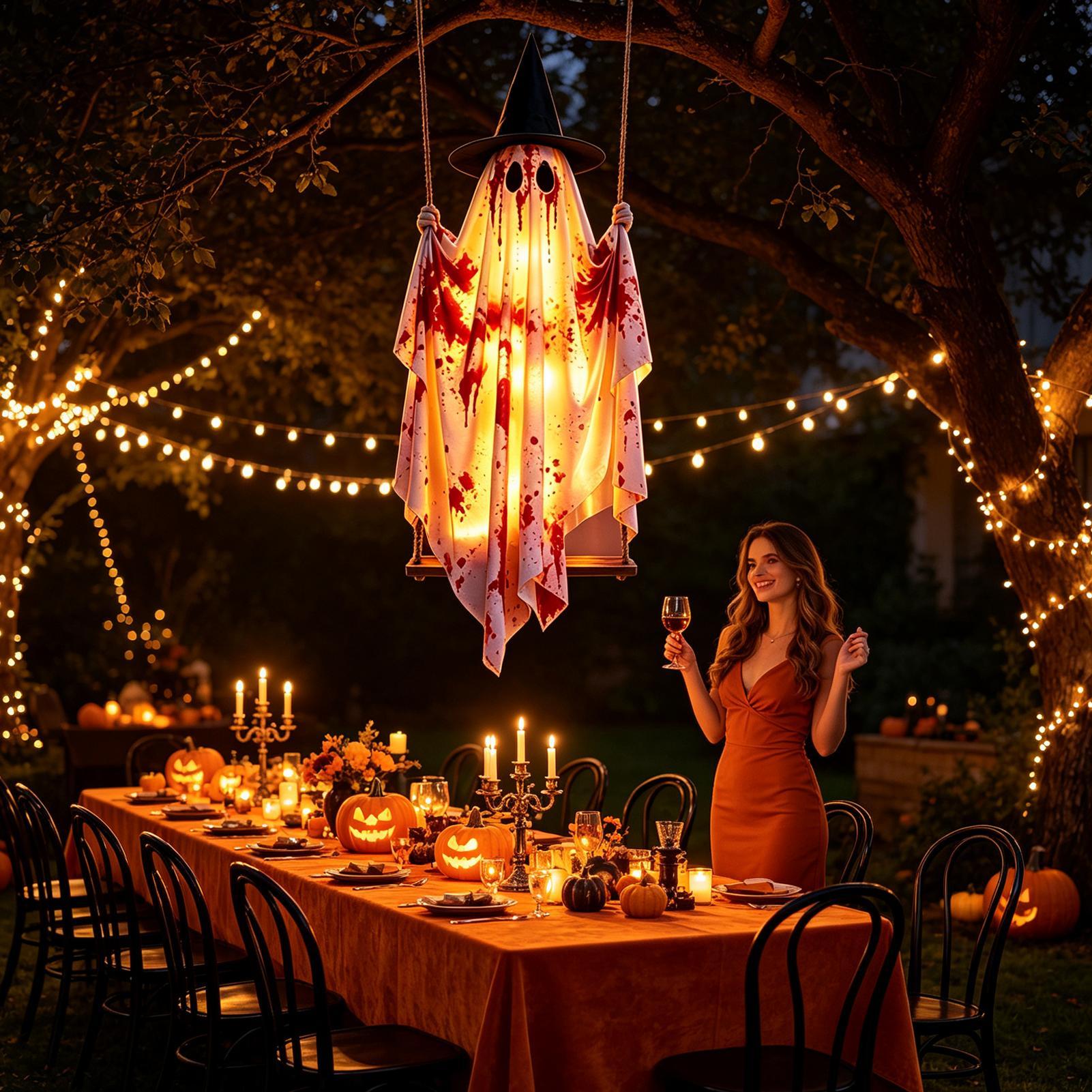 야외 할로윈 장식, 5피트 대형 매달린 유령 그네, 피 - Outdoor Lighting Pendant 리뷰 및 가격