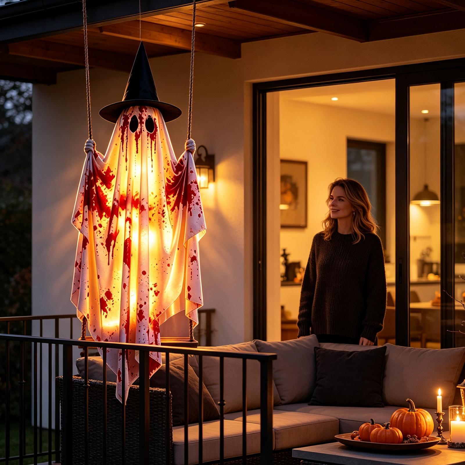 야외 할로윈 장식, 5피트 대형 매달린 유령 그네, 피 - Outdoor Lighting Pendant 리뷰 및 가격