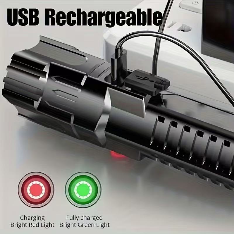 새로운 고출력 LED 손전등 USB 충전식 토치 내장  - Outdoor Lighting Battery Operated 리뷰 및 가격