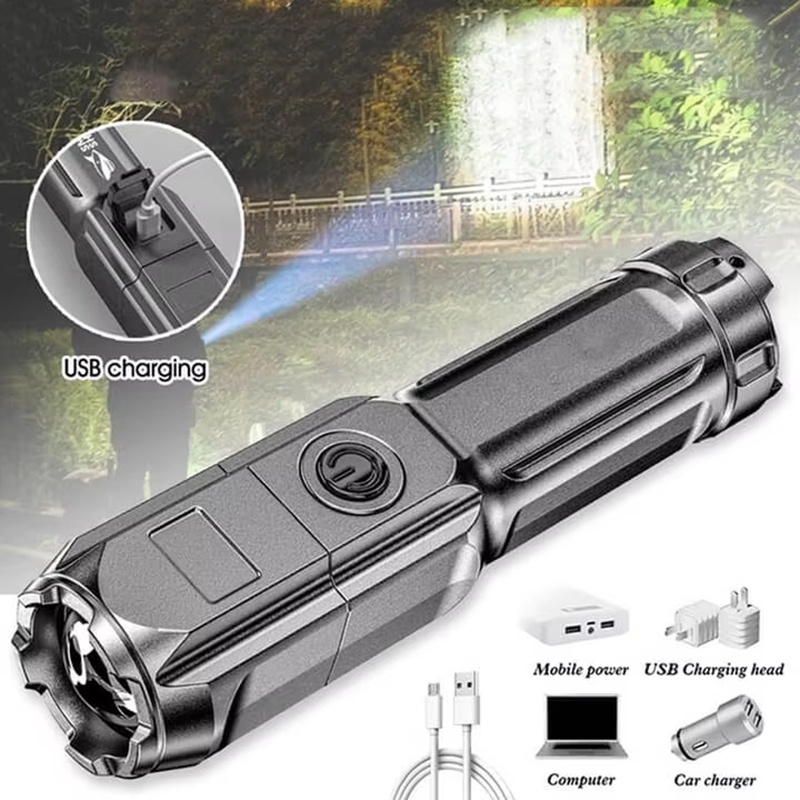 슈퍼 밝은 손전등 USB 충전식 LED 장거리 전술 토 - Outdoor Lighting The Range 리뷰 및 가격
