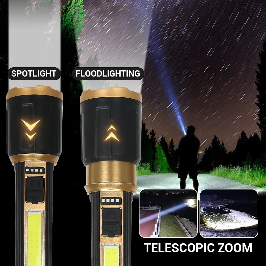 슈퍼 밝은 LED 손전등 USB 충전식 텔레스코픽 줌  - Outdoor Lighting The Range 리뷰 및 가격