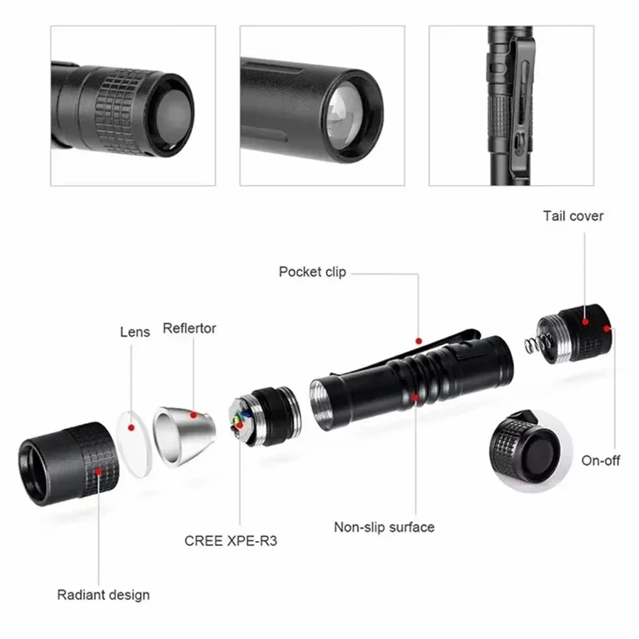 1-4PCS 미니 휴대용 LED 펜 라이트 포켓 야외  - Outdoor Lighting Bollards 리뷰 및 가격