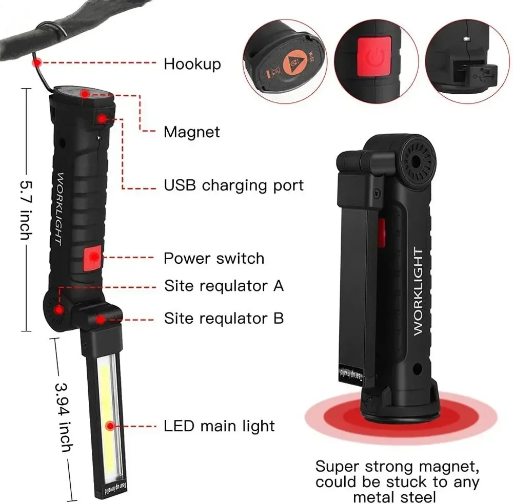 자석, 후크 360이 포함된 LED COB 손전등 US - Outdoor Lighting Bollards 리뷰 및 가격