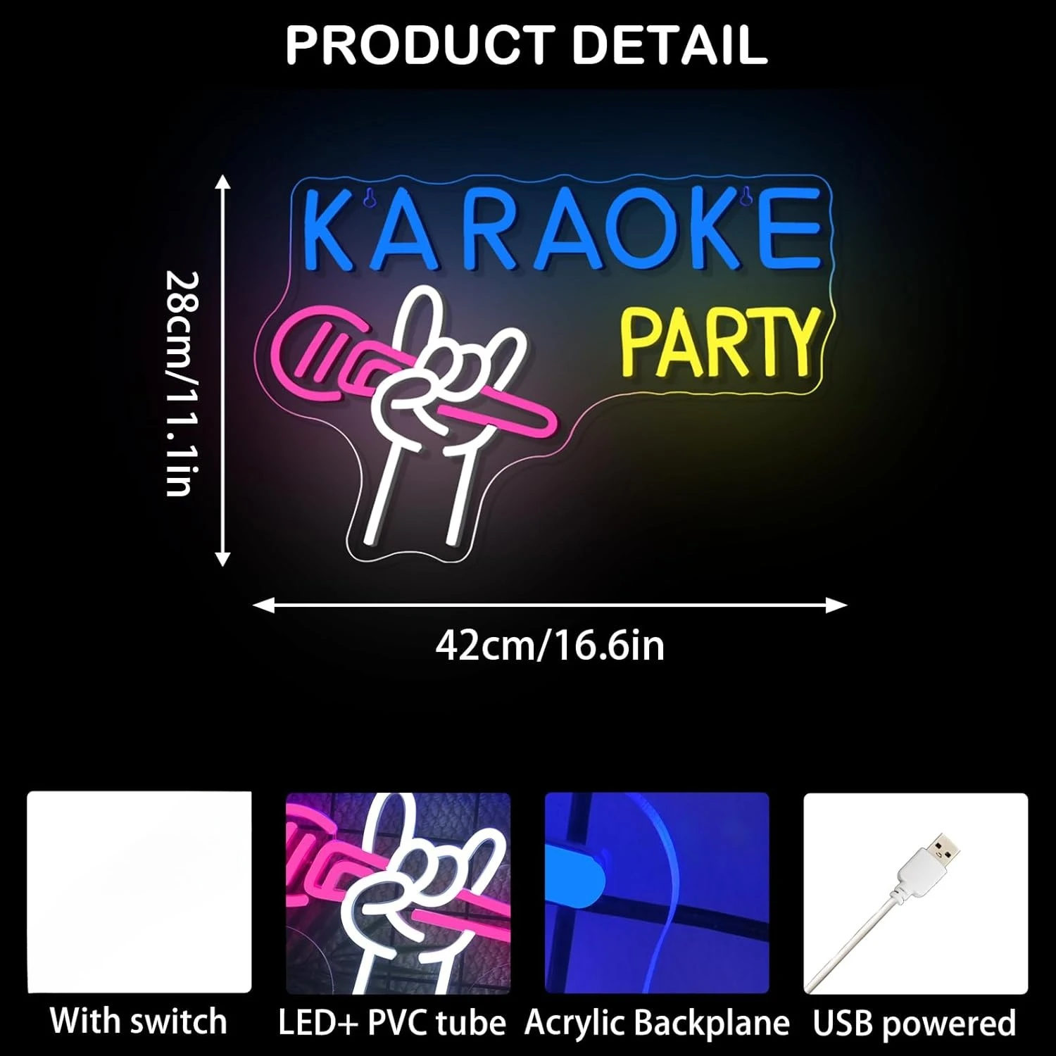 노래방 파티 네온사인 USB 디밍 가능 LED 네온 조 - Outdoor Lighting For Store 리뷰 및 가격
